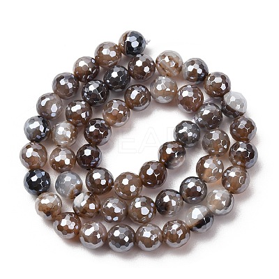Electroplated Natural Agate Beads Strands G-B191-A07-8mm-12-1