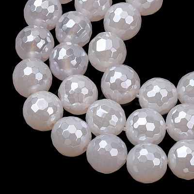 Electroplated Natural Agate Beads Strands G-B191-A07-10mm-20-1