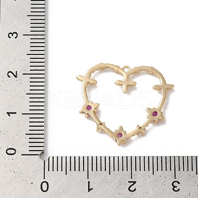 Heart Rack Plating Brass with Cubic Zirconia Pendants KK-G504-11G-1