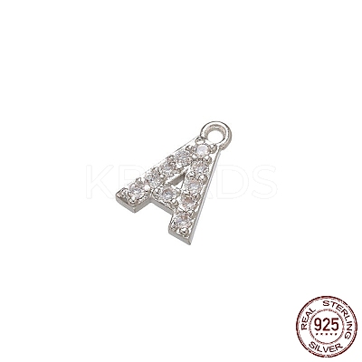 Real Platinum Plated Rhodium Plated 925 Sterling Silver Micro Pave Clear Cubic Zirconia Charms STER-P054-10P-A-1