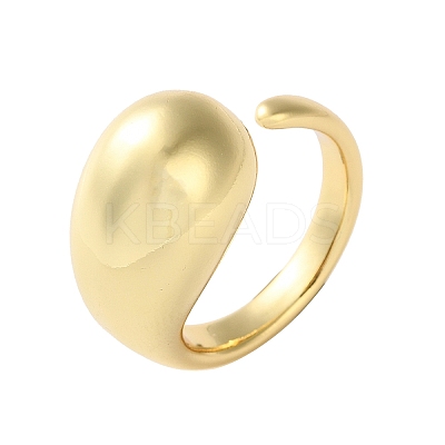 Rack Plating Brass Teardrop Open Cuff Ring for Women RJEW-A016-03G-1