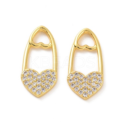 Brass Micro Pave Clear Cubic Zirconia Pendants KK-E068-VF194-1