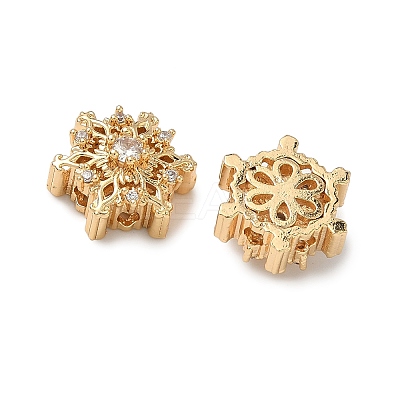 Christmas Brass Pave Cubic Zirconia Beads KK-A286-20G-01-1