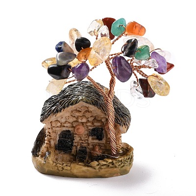 Resin & Natural Mixed Stone Model Ornament DJEW-Z001-01C-1