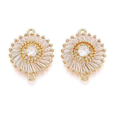 Brass Pave Clear Cubic Zirconia Connector Charms KK-N284-22G-1