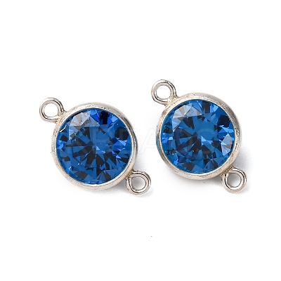 925 Streling Silver Pave Cubic Zirconia Birthstone Connector Charms STER-NH0001-80P-07-1