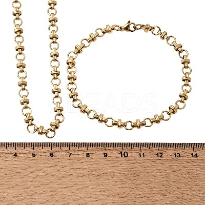 304 Stainless Steel Link Chain Bracelet & Necklace Jewelry Sets SJEW-L199-12G-1