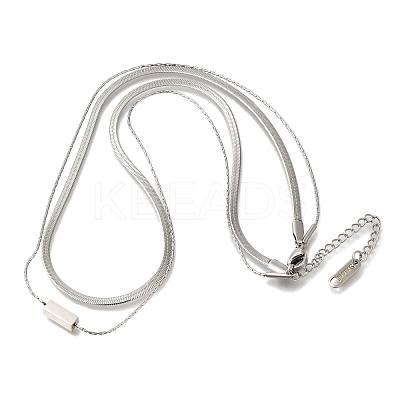 201 Stainless Steel Double Layer Snake Chain Necklaces STAS-B076-05P-1
