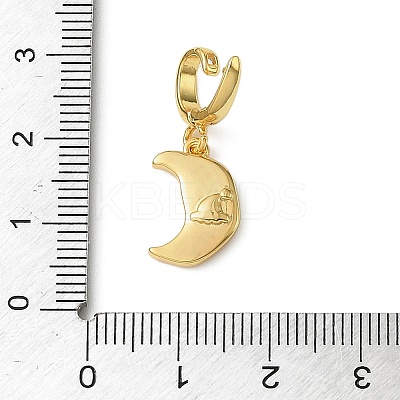 Christmas Brass Rhinestone Moon Pendant Decorations KK-H498-01G-08-1