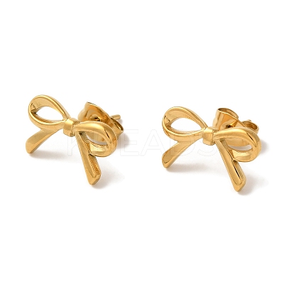Ion Plating(IP) 304 Stainless Steel Bowknot Stud Earrings for Women EJEW-Z066-14G-1