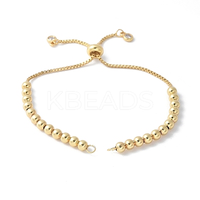 Brass Clear Cubic Zirconia Round Ball Slider Bracelet Making KK-F892-33G-1