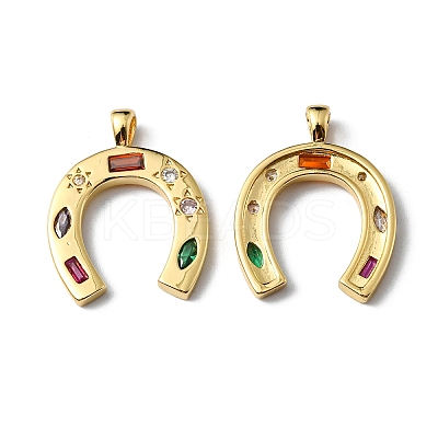Rack Plating Brass Micro Pave Cubic Zirconia Pendants X-KK-P235-11G-1