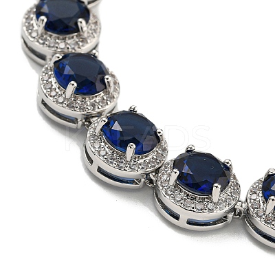 Rack Plating Brass Pave Cubic Zirconia Flat Round Links Bracelets for Women BJEW-H604-02P-02-1