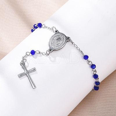 Glass Beads Rosary Bracelets BJEW-A032-04P-03-1