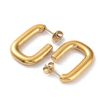 Ion Plating(IP) 304 Stainless Steel Rectangle Ear Studs for Women X-EJEW-P234-04G-1