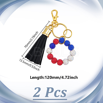 Polymer Clay Rhinestone Beads Keychain KEYC-PH01532-1