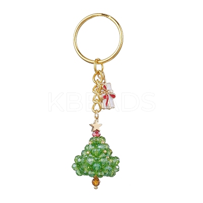 Christmas Tree Handmade Glass Seed Beads Keychains KEYC-MZ00044-1