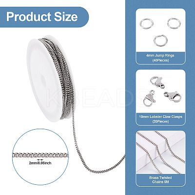 DIY Brass Twisted Chains Necklaces/Bracelets Making Kit DIY-TA0011-10-1