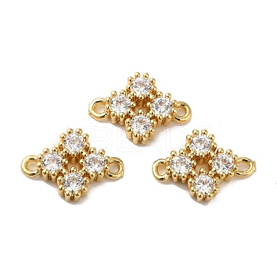 Rack Plating Brass Pave Cubic Zirconia Connector Charms KK-O142-44G-1