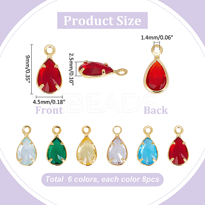 48Pcs 6 Colors Glass Charms KK-PH0010-45-1