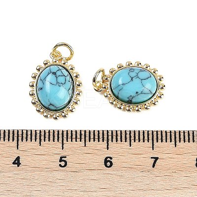 Synthetic Turquoise Oval Pendants KK-U043-46G-A-1