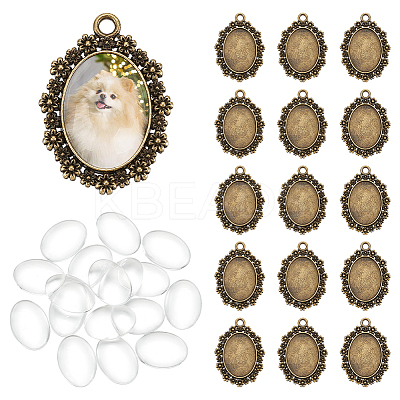20Pcs Alloy Oval Pendant Cabochon Settings DIY-UN0006-89-1