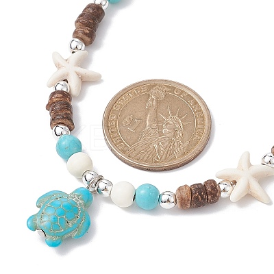 Synthetic Turquoise Tortoise Pendant Necklaces NJEW-JN04573-02-1