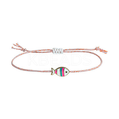 Alloy Enamel Fish Charm Adjustable Bracelets FS-WG707CF-04-1