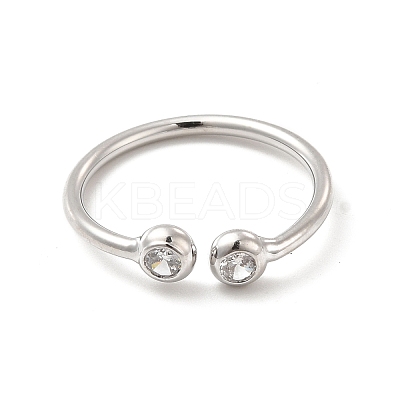 Clear Cubic Zirconia Open Cuff Ring RJEW-G274-01P-1