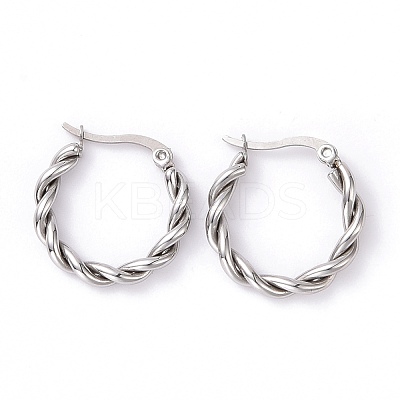 Non-Tarnish 304 Stainless Steel Twist Rope Hoop Earrings for Women EJEW-G298-07A-P-1