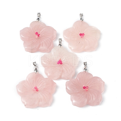 Natural Rose Quartz Big Pendants G-B040-01P-11-1