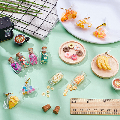 Mixed Shape Glass Bottle Miniature and Resin Mini Imitation Food Decoration DJEW-WR0001-07-1