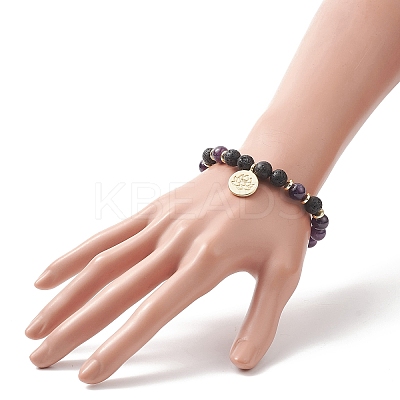 Natural & Synthetic Mixed Gemstone Beaded Stretch Bracelet BJEW-JB09312-1