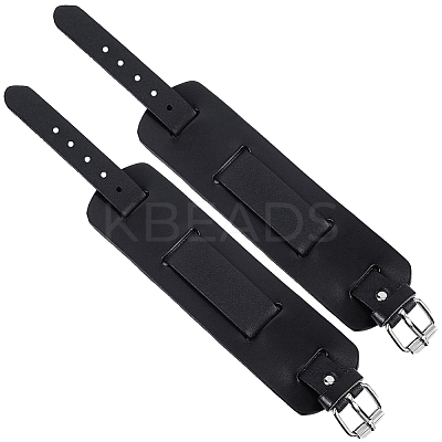 Vintage Punk Rock Style Wide Leather Cord Wristband Bracelets for Unisex BJEW-WH20007-07A-1