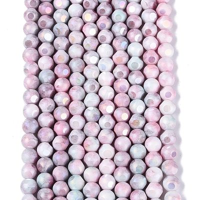 Ombre Effect Dyed Electroplate Opaque Glass Beads Strands EGLA-Q130-01A-20-1