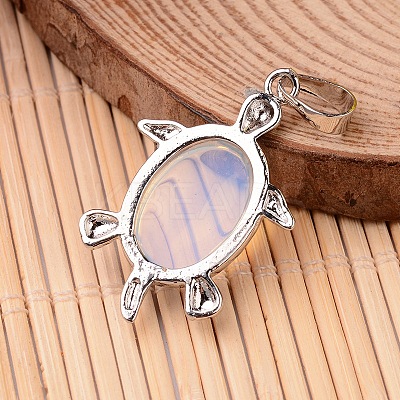 Tortoise Platinum Tone Brass Opalite Pendants G-F265-01K-1