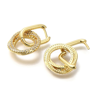 Ring Rack Plating Brass Micro Pave Clear Cubic Zirconia Hoop Earrrings for Women EJEW-L097-04G-1