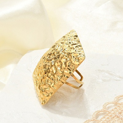 Textured Square 304 Stainless Steel Open Cuff Rings for Women RJEW-U039-04G-1