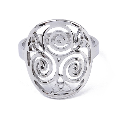 Non-Tarnish 201 Stainless Steel Triskele Triskelion Adjustable Rings RJEW-C074-07P-1