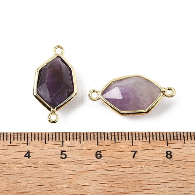 Natural Amethyst Faceted Connector Charms G-H323-05G-02-1