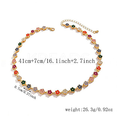 Zinc Alloy Colorful Rhinestone Link Chain Necklaces WG265B3-01-1