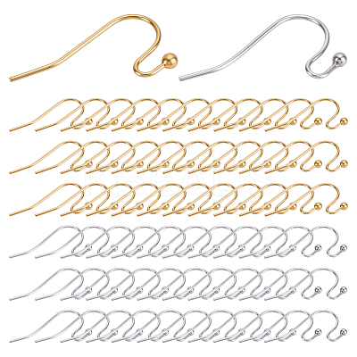 100Pcs 2 Style 316 Surgical & 304 Stainless Steel Earring Hooks STAS-UN0054-50-1