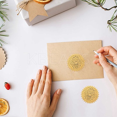34 Sheets Self Adhesive Gold Foil Embossed Stickers DIY-WH0509-069-1