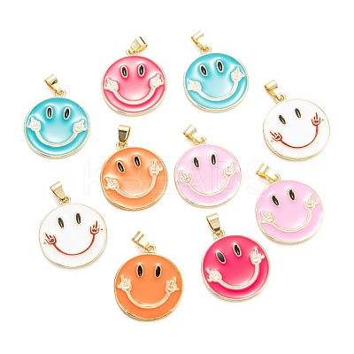 Brass Enamel Pendants KK-M220-02G-1