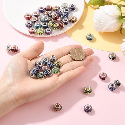 50Pcs Large Hole Flower Pattern Resin European Beads OPDL-YW0001-11-1