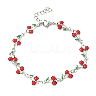 304 Stainless Steel Enamel Link Bracelets for Women BJEW-K226-16P-1