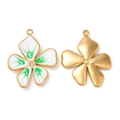 304 Stainless Steel Enamel Pendants STAS-K256-10G-03-1