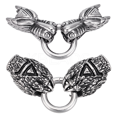 2 Sets 2 Styles Tibetan Style 304 Stainless Steel Spring Gate Rings FIND-PH0025-51B-1