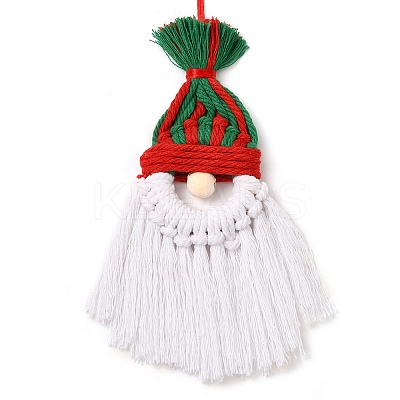Christmas Handmade Woven Macrame Cotton Thread Santa Claus Pendant Decorations HJEW-JM02455-04-1