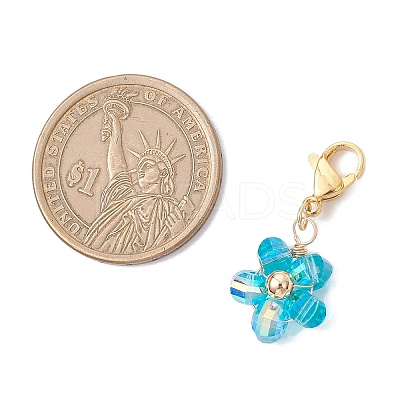 Transparent Glass Flower Pendant Decorations HJEW-JM03728-1